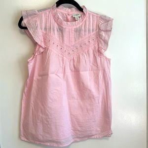 J crew pink eyelet top EUC xs extra small